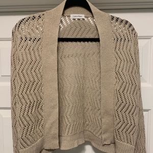 Calvin Klein Gold Metallic Cardigan Sweater Cropped Long Sleeve